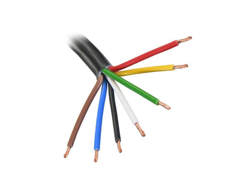 Elektrisk kabel - 7 Kjerne, 1.5mm² Kabeltverrsnitt², Svart (Lengde: 5M), (Agripak)