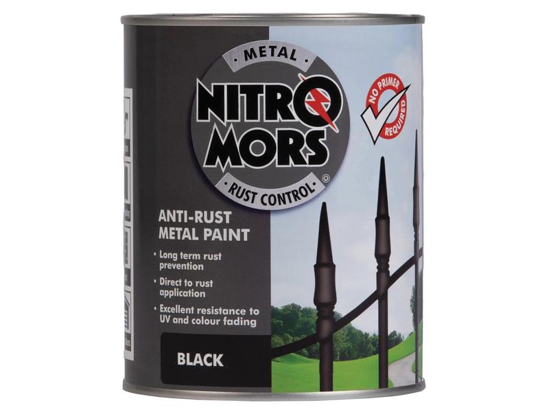 Nitromors Smooth Metal Paint Black 750ml Image 1
