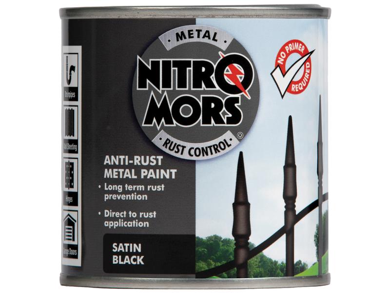 Nitromors Satin Anti-Rust Paint Black 250ml Image 1