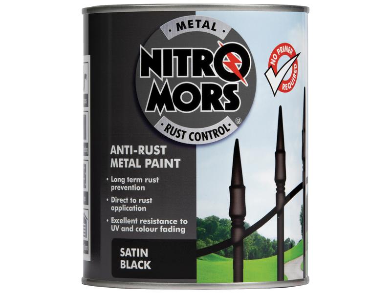 Nitromors Satin Anti-Rust Paint Black 750ml Image 1