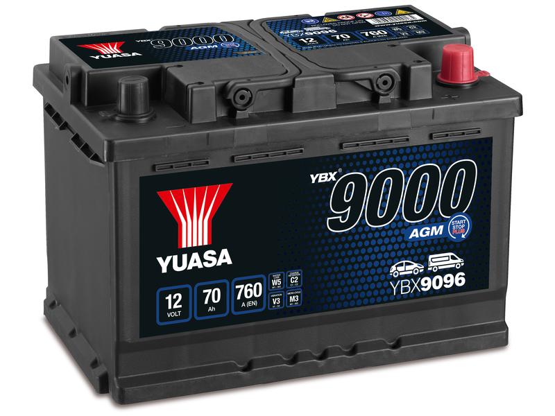 Yuasa YBX9096 12V 70Ah 760A AGM Start Stop Plus Battery Image 1