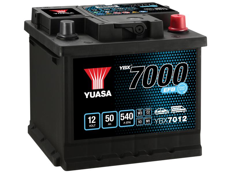 Yuasa YBX7012 12V 50Ah 540A EFB Start Stop Battery Image 1