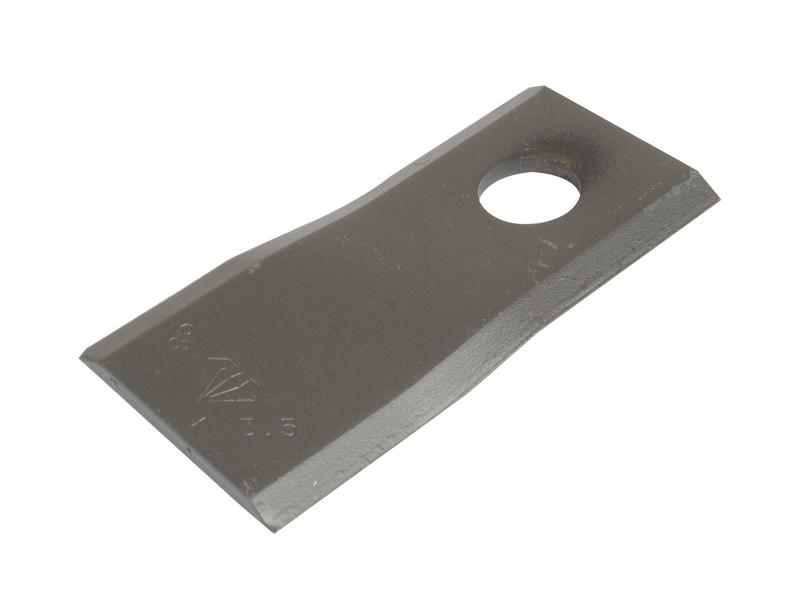 Kniv for skiveslåmaskin - Vridd blad, bunnkanten er skarp og parallell -  98 x 45x3.5mm - Hull Ø16.5mm  - V -  Erstatning for Fort-Morra