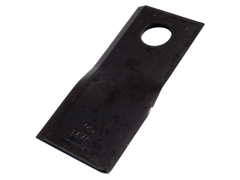 Mower Blade - Twisted blade, top edge sharp & parallel -  118 x 47x4mm - Hole Ø19mm  - LH -  Replacement for Fella