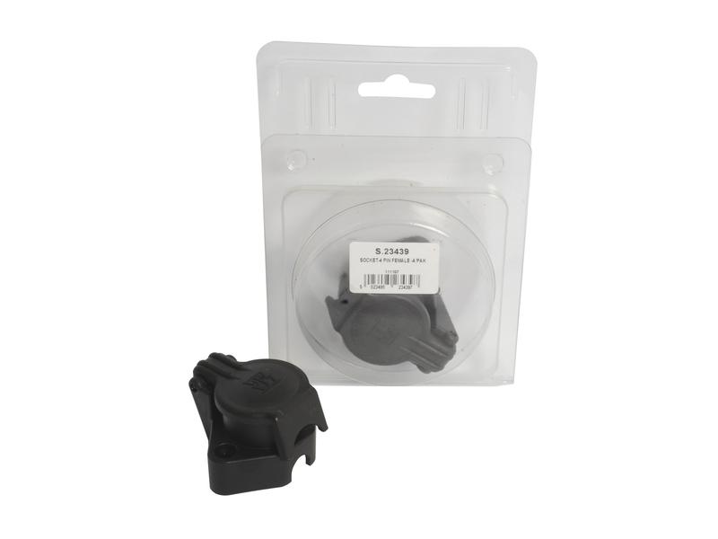 4 Pin Auxiliary Female Socket Black Plastic (Agripak)