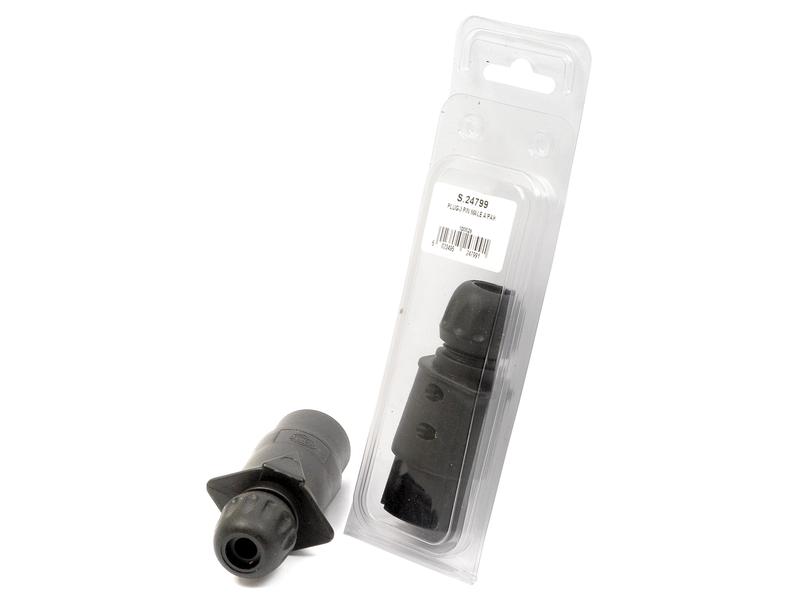 3 Pin Auxiliary Plug (Male), Black Plastic (Agripak)