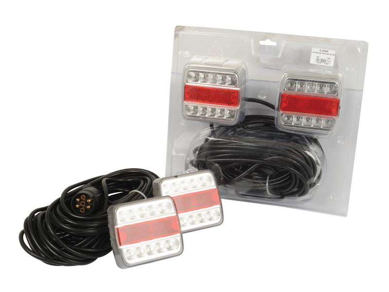 Kit d’éclairage magnétique à LED, Fonctions: 4, Stop / Position / Clignotant / Eclairage de plaque, Longueur de câble:12M, 12V