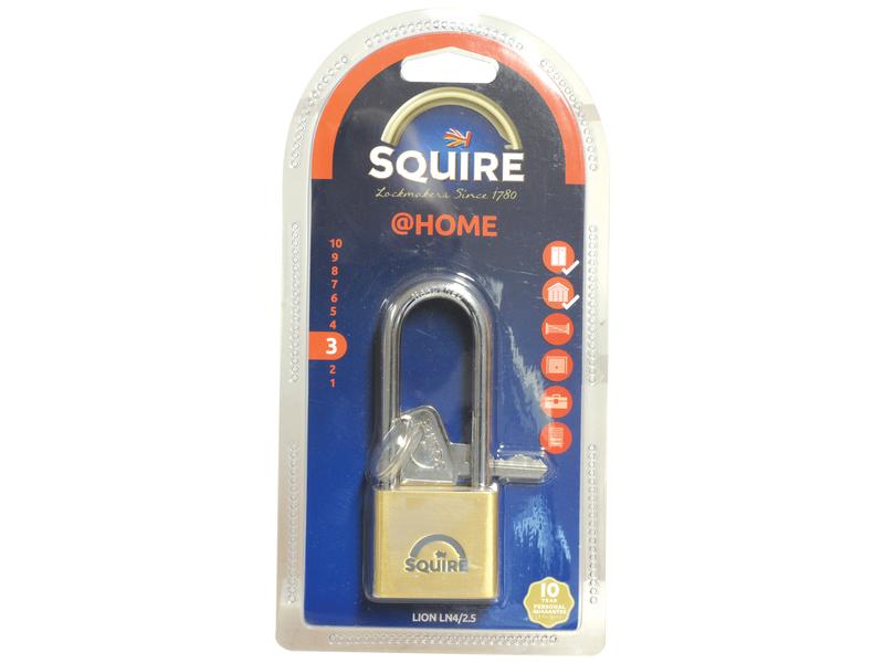 Squire Solid Brass Lion Range Padlock - Brass, Body width: 14mm (Security rating: 3) - S.26761