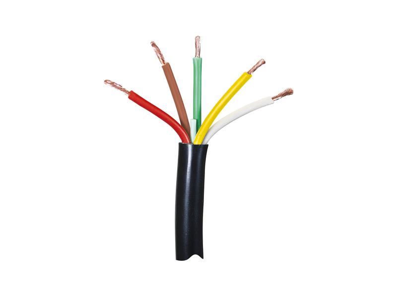 Elektrisk kabel - 5 Kjerne, 0.75mm² Kabeltverrsnitt², Svart (Lengde: 50M)