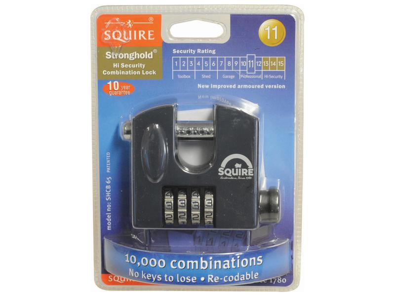 Squire Recodable Stronghold Padlock - Brass, Body width: 65mm (Security rating: 6)