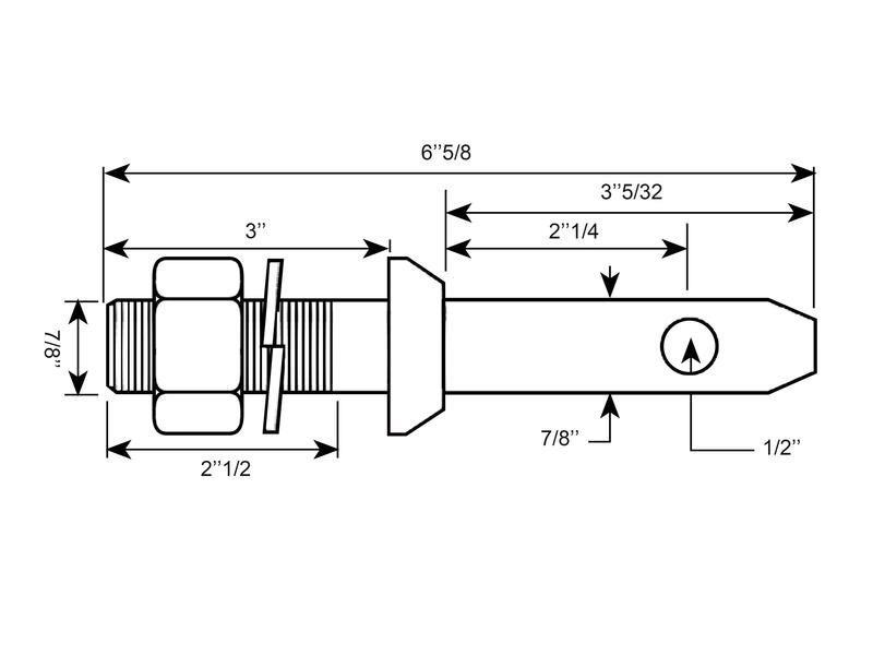 Lower link implement pin 7/8x6 5/8'', Thread size 7/8x64mm Cat. 1