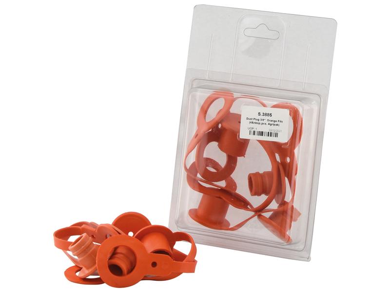 Sparex Dust Cover Set Orange PVC Fits 3/8\'\' Male & Female Coupling (Agripak 4 pcs.)