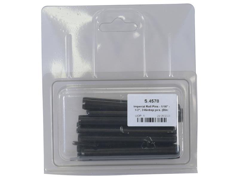 Imperial Roll Pins - 1/16 - 1/2, 24 pcs. (DIN or Standard No.: DIN 1481) Agripak.