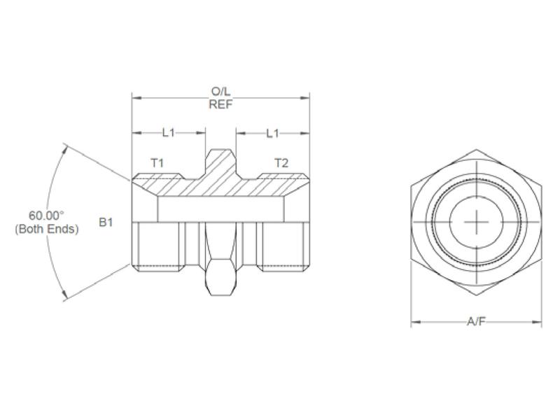 Hydraulic Adaptor 3/4'' BSP Male x 3/4'' BSP Male