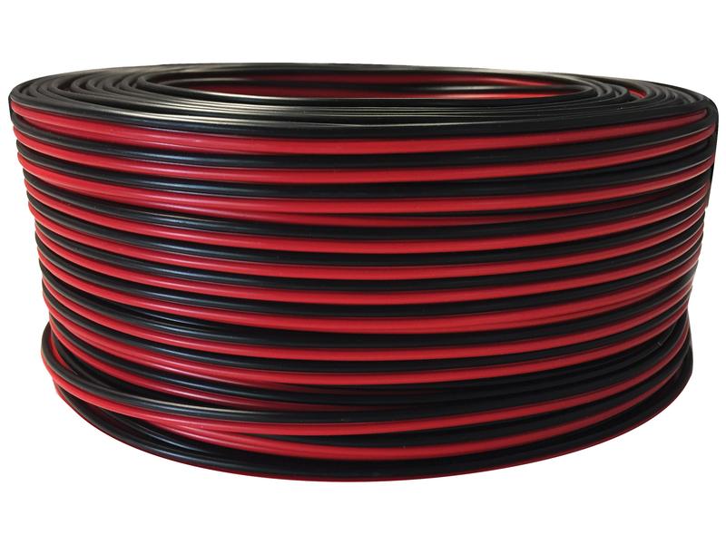 Elektrische kabel - 2 aderig, 0.75mm² Kabeldikte, Zwart, Rood (Lengte: 100M)
