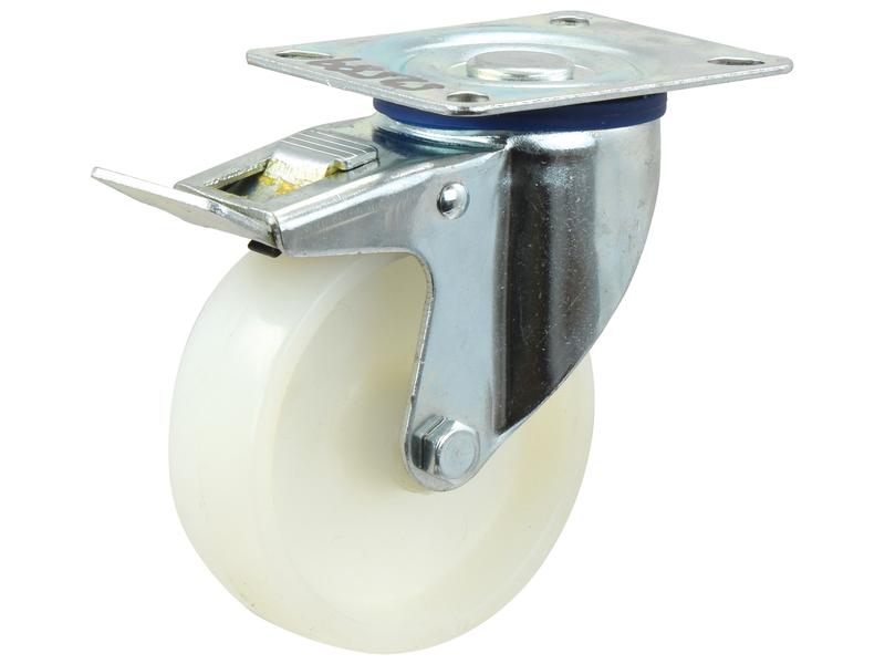 Braked Plastic/Nylon Castor Wheel - Capacity: 130kgs, Wheel Ø: 100mm