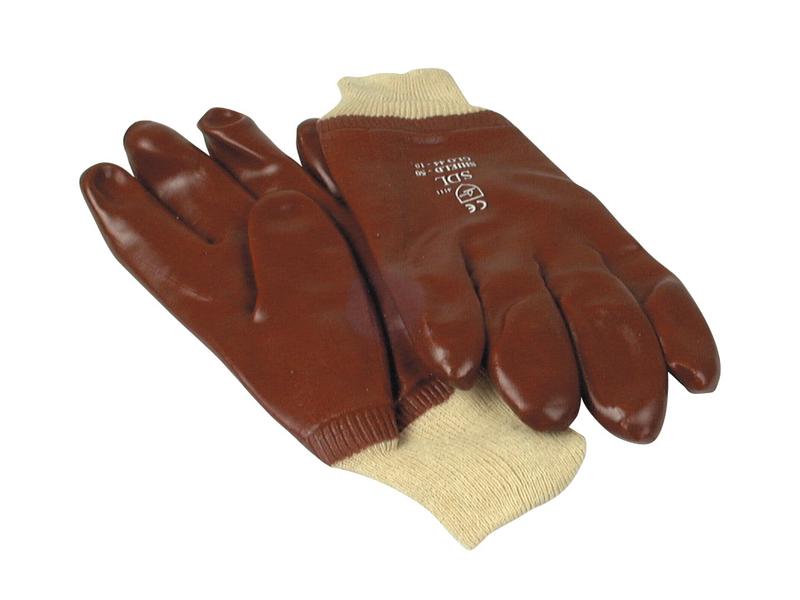 Red PVC Coated Gloves - 9/L