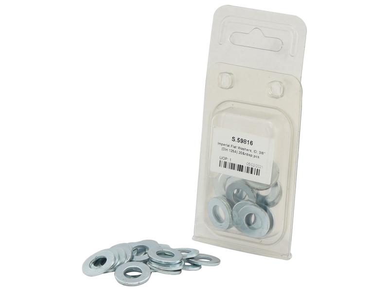 Imperial Flat Washers, ID: 3/8\'\' (DIN or Standard No. DIN 125A) 20 pcs. Agripak