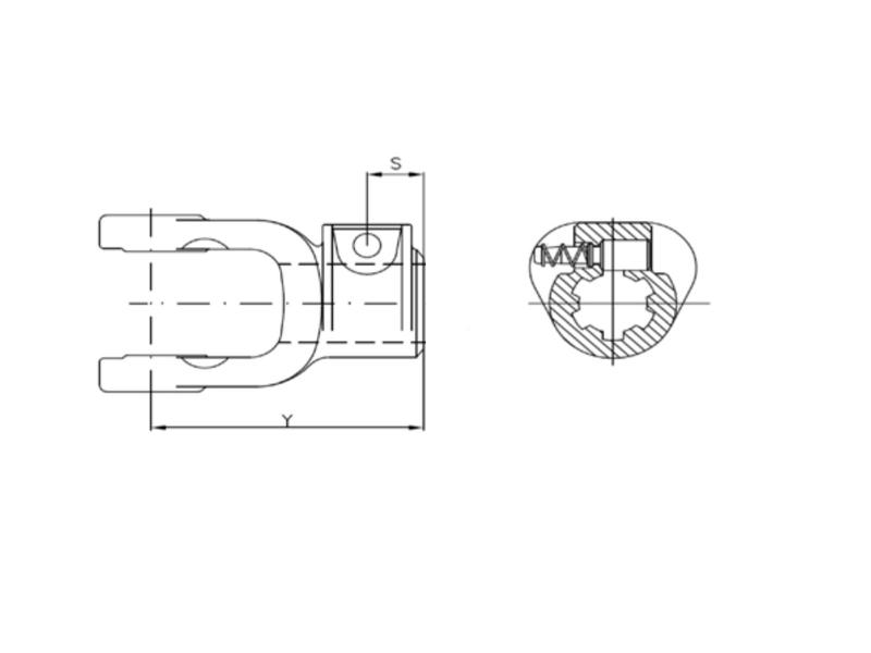 PTO Yoke - Quick Release (U/J Size: 36 x 89mm) Size: 1 3/8''-6 Spline