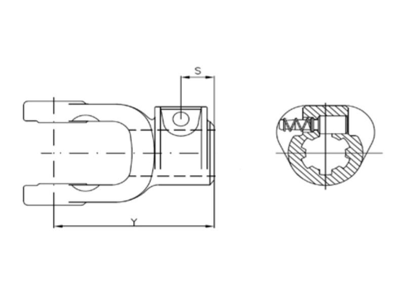 PTO Coupling (U/J Size: 30.2 X 79.4 MM) Size: 1-3/8''-6 Spline, Profile: Triangle, Size: 51.6 X 51.6 X 3 MM, Ref: 12510. - Sparex Part S.6412 main image 0