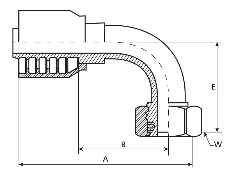 Parker Metrico  Inserto tubo 5/8\'\' x M24 x 1.50 (16S) Femmina 90° Swept Swivel Heavy Series