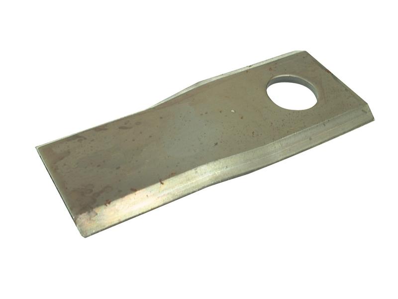 Kniv for skiveslåmaskin - Vridd blad, toppkant skarp -  107 x 45x4mm - Hull Ø18.25mm  - H -  Erstatning for Kuhn, Fort, John Deere, New Holland