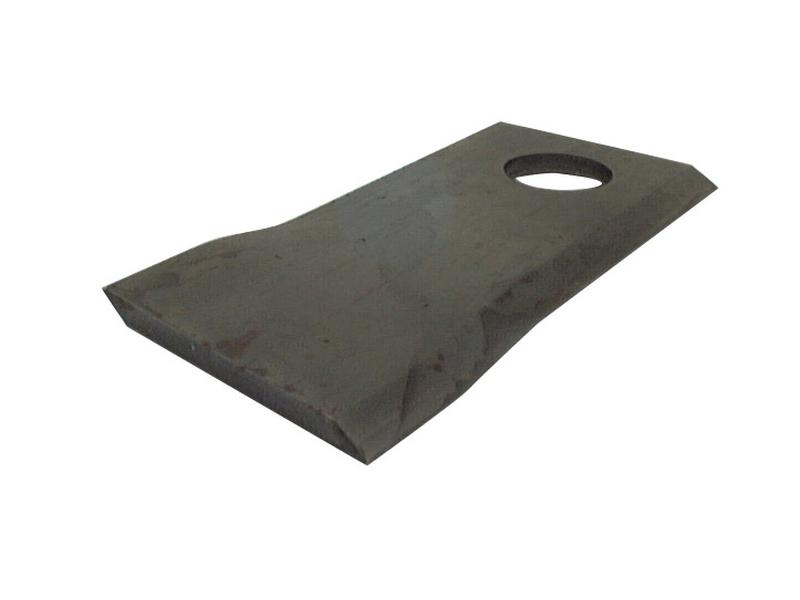 Mower Blade - Twisted blade, top edge sharp & parallel -  112 x 48x4mm - Hole Ø19mm  - LH -  Replacement for Fella, Krone