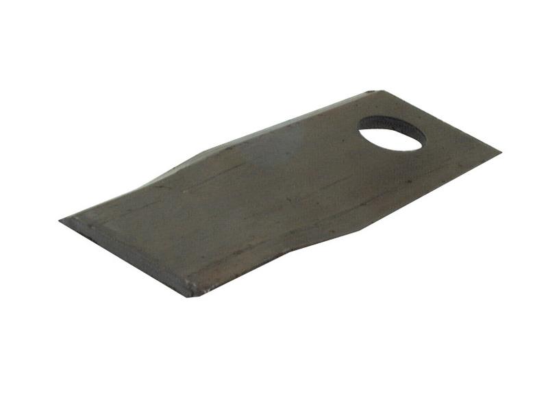 Mower Blade - Twisted blade, top edge sharp & parallel -  112 x 48x4mm - Hole Ø19mm  - RH -  Replacement for Fella, Krone