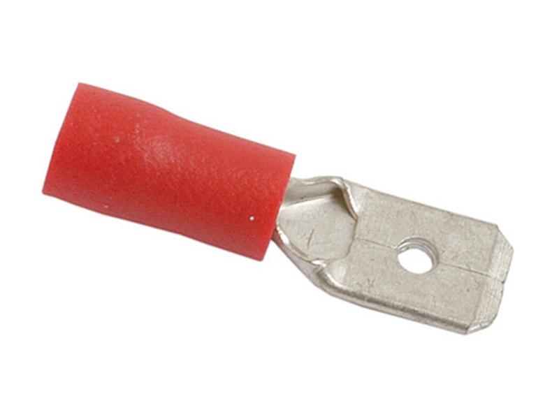 Esieristetty litteä johtoliitin, Standard Grip - Uros, 6.3mm, Punainen (0.5 - 1.5mm)