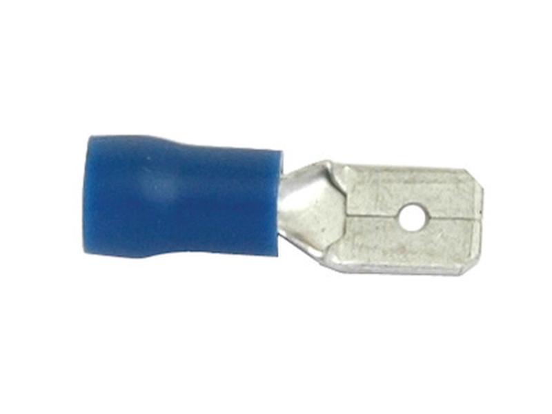 Kabelschoen vlakstekkerhuls, enkele trekontlasting, - Man, 6.3mm, Blauw (1.5 - 2.5mm)
