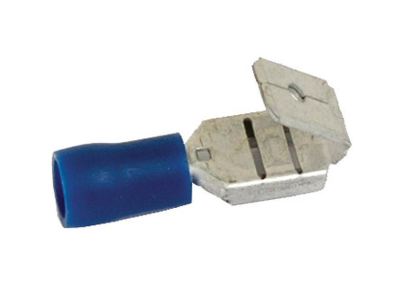 Esieristetty litteä johtoliitin, Standard Grip - Monisäikeinen naarasliitin uroshaaralla, 6.3mm, Sininen (1.5 - 2.5mm)