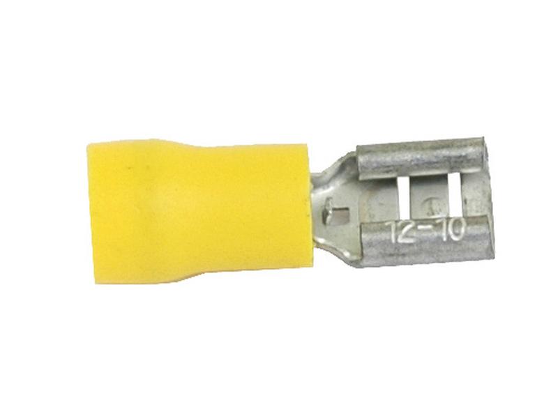 Kabelschoen vlakstekkerhuls, enkele trekontlasting, - Vrouw, 6.3mm, Geel (4.0 - 6.0mm)