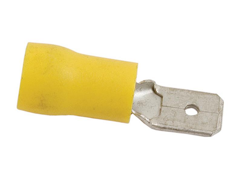 Isolert kabelsko (flat), Standard Grip - Hann, 6.3mm, Gul (4.0 - 6.0mm)