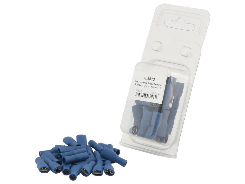 Pre Insulated Spade Terminal, Standard Grip - Female, 6.3mm, Blue (1.5 - 2.5mm) (Agripak 25 pcs.)