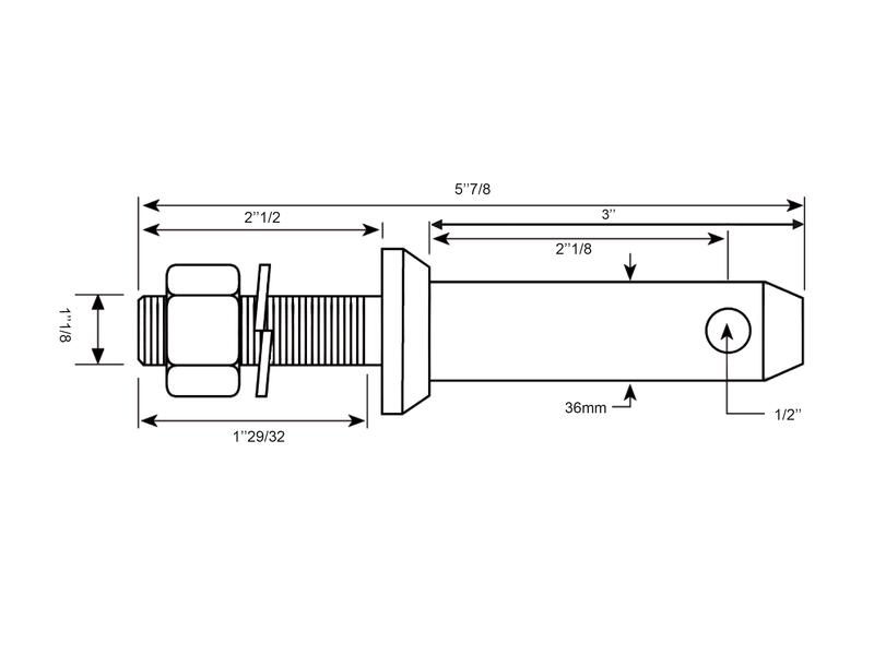 Lower link implement pin 36x149mm, Thread size 11/8x48mm Cat. 3
