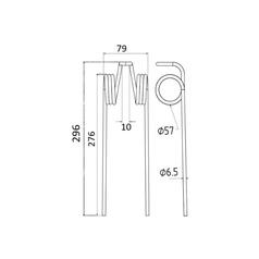 Pick-Up Tine Length:285mm, Width:84mm, Ø6.5mm - Replacement for Massey Ferguson 2