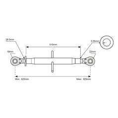 Top Link (Cat.22mm/1 (Ø22/19mm)) Ball and Ball,  1-1/8, Min. Length: 622mm. 2