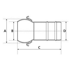 Kobling m/slangestuds og lukkebeslag - Han 6\'\' (150mm) x6\'\' (150mm) (galvaniseret) 2