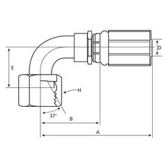 Gates JIC 37° Hose Insert 1/4\'\' x 9/16\'\' Female 90° Swept Swivel 3