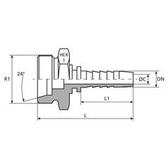 Dicsa  24° Hose Insert 5/8\'\' x M30 x 1.5 Male Thread Straight 3