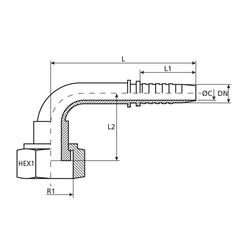 ORFS Perspilaar 5/8\'\' x 1\'\' Wartel 90° 3