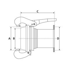 Coupling with Square Flange Short - Male 4\'\' (108mm) x (100mm) (Galvanised) 3