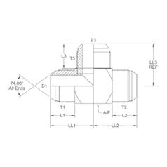 Hydraulisches T-Stück 9/16\'\' JIC Stecker x 9/16\'\' JIC Stecker x 9/16\'\' JIC Stecker 2