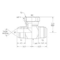 Hydraulisches T-Stück 3/4\'\' JIC Stecker x 3/4\'\' JIC Stecker x 3/4\'\' JIC Drehbare Buchse 3