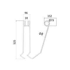 Seeder Tine - Ø8mm, Length: 550mm 2