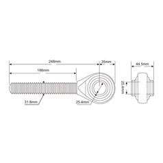 Spindel - 1-1/4 UNC - Cat.2 (Ø25mm) 2