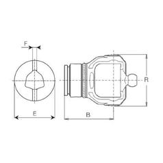 PTO Wide Angle Tube Yoke (U/J Size: 30.2 x 106mm) Profile: Triangle, Size: 45 x 45 x 5.6mm, Ref: 24518. 4