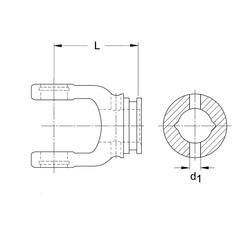 PTO Tube Yoke (U/J Size: 32 x 76mm) Profile: Lemon, Size: 57.5 x 48 x 4mm, Ref: 2a. 3