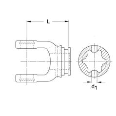 PTO Tube Yoke (U/J Size: 32 x 76mm) Profile: Star, Size: 51 x 37mm, Ref: S4. 3