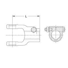 PTO Yoke - Interfering Clamp Bolt (U/J Size: 23.8 x 61.2mm) Bore Ø30mm, Key Size: 8mm. 3